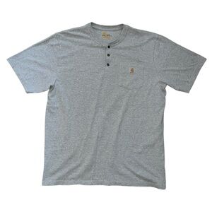 carhartt gray henley button up oversized baggy crewneck short sleeve shirt
